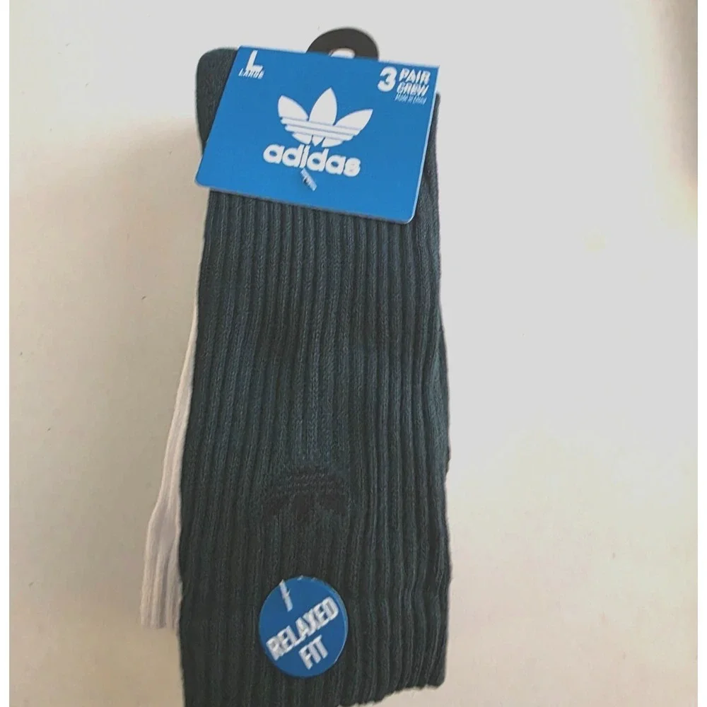 Adidas Men's Relaxed Fit‎ Crew Socks SZ L 3 PK